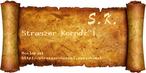 Straszer Kornél névjegykártya